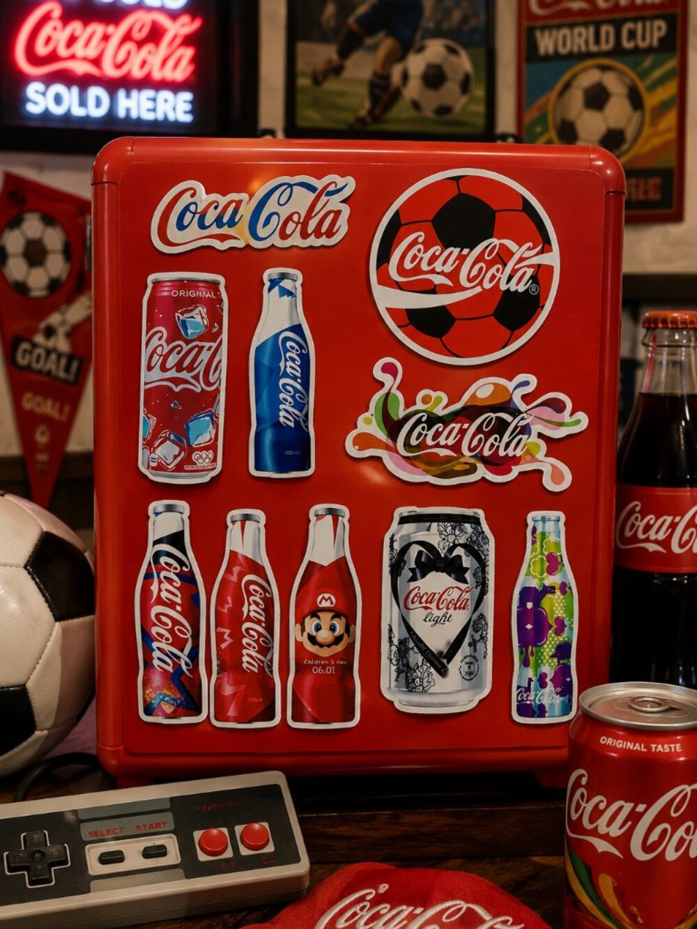 Coca-Cola Coke Stickers 10pc Vinyl Decals Soccer Sports Tux Retro Pop Mario Y2K